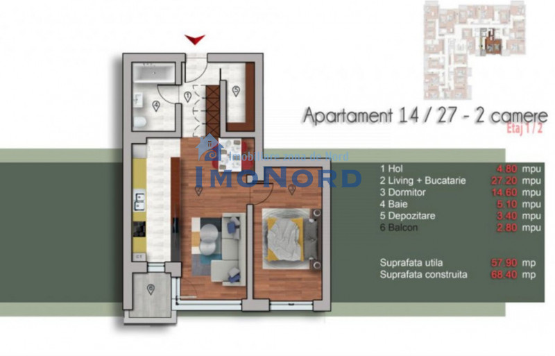 Natrom Pipera, apartamentul 2 camere