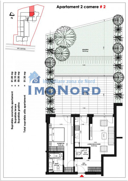 Unirii Fantani - str. Justitiei 57- 2 Camere -Terasa 36.00mp - 59 mp de gradina 