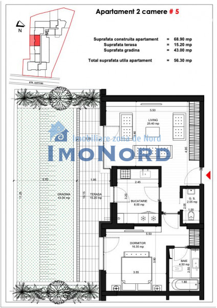 Unirii Fantani - Ultracentral - Terasa 43,00 mp - 2 Camere
