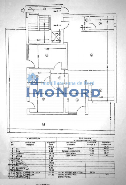 Domeni vânzare Apartament 3 Camere - Suprafață Totală 211 mp, Terasă 70 mp,