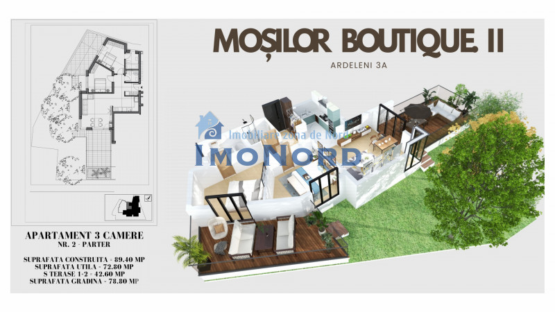 Mosilor Boutique II  apartament cu gradina si 2 terase !