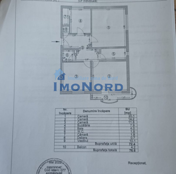 Apartament 3 camere, Nerva Traian, plan secund