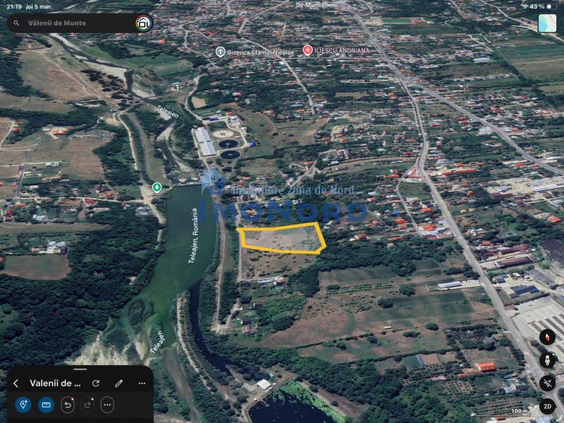 Teren intravilan  Vălenii de Munte – 9.123 mp | Deschidere 45 ml | Lângă râul Te