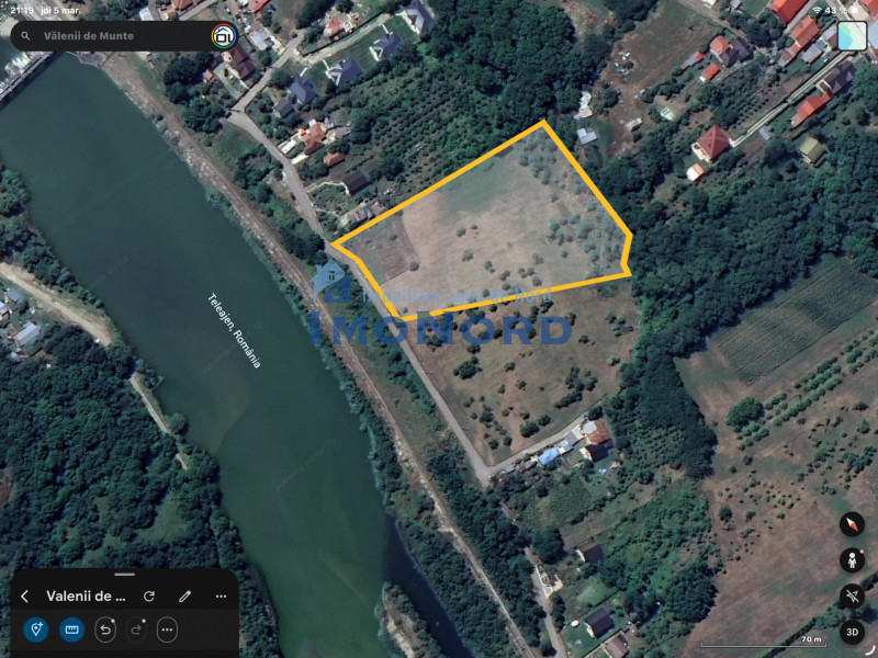 Teren intravilan  Vălenii de Munte – 9.123 mp | Deschidere 45 ml | Lângă râul Te