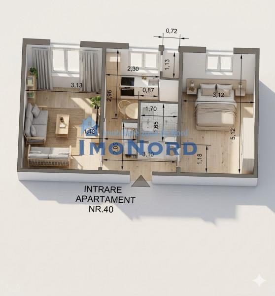 Apartament 2 camere de închiriat Aviatiei – bloc boutique 2022, terasă 16 mp