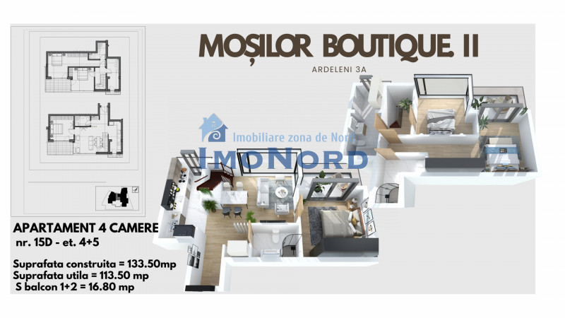 Dacia-Mosilor duplex cu vedere Sud