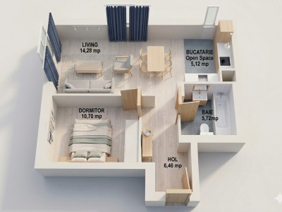 Apartament 2 camere de vânzare în Cosmopolis, mobilat, utilat  boxa inclusa 