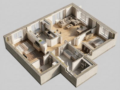Apartament 3 camere cu garaj și boxă proprie de vânzare – Vatra Luminoas