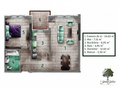 Apartament 2 camere decomandat Green Grove Residence - Comision Zero